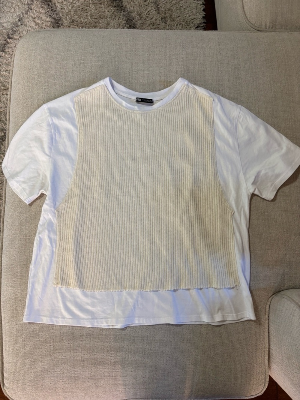 Zara knit layered white t-shirt